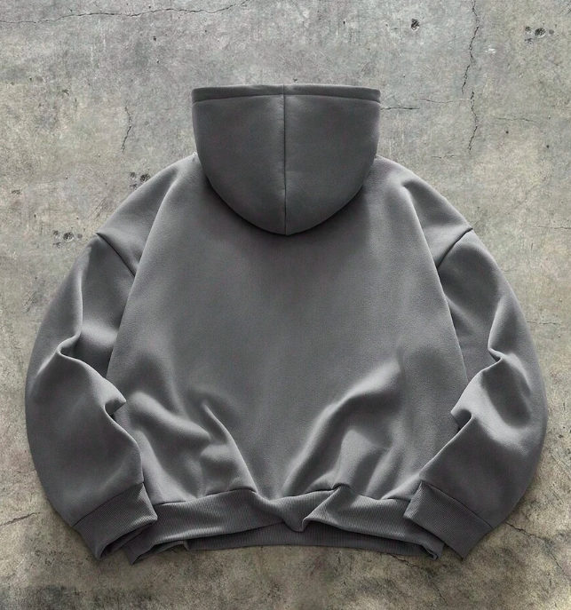 Axepeak Curved Paneling Grey Hoodie