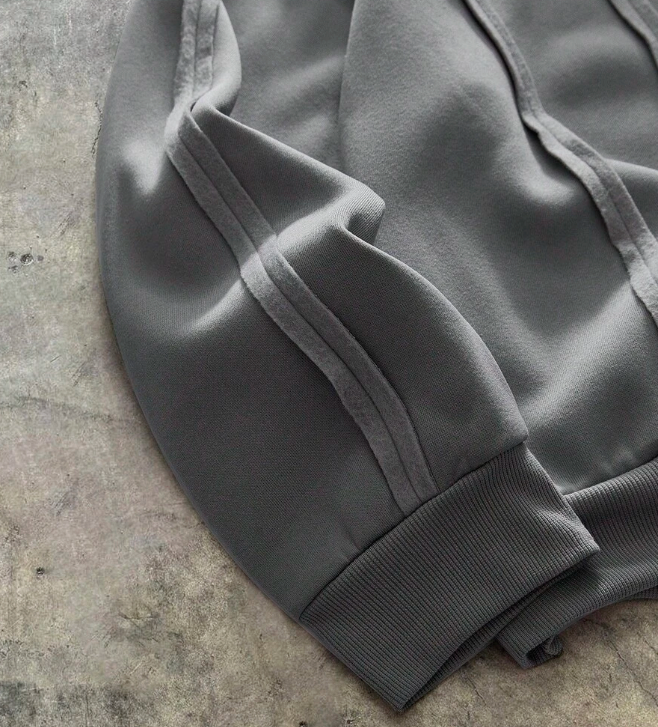 Axepeak Curved Paneling Grey Hoodie